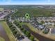 Aerial view of homes and a nearby pond at 2142 Victoria Dr, Davenport, FL 33837