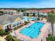 Aerial view of community pools and buildings with well-manicured landscaping at 2142 Victoria Dr, Davenport, FL 33837