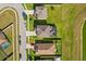 Aerial view of the home's backyard, neighboring houses, and street layout in a well-maintained neighborhood at 2211 Wadeview Loop, St Cloud, FL 34769