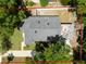 Boundary lines shown in an aerial view of the home featuring a well-maintained roof and fenced backyard at 441 S Blue Lake Ave, Deland, FL 32724