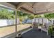 View of the screened in porch overlooking the backyard play area and shed at 441 S Blue Lake Ave, Deland, FL 32724