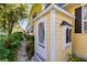 Charming yellow home exterior featuring a decorative storm door and adjacent mailbox at 910 Cypress Ave, St Cloud, FL 34769
