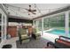 Covered patio features a built-in outdoor kitchen with a grill and mini fridge at 934 Deerwood Loop, Longwood, FL 32779