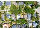 An aerial view of a home showcasing the pool, driveway, and mature trees surrounding the property at 1106 Ayrshire St, Orlando, FL 32803