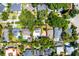 An aerial view of a home showcasing the pool, driveway, and mature trees surrounding the property at 1106 Ayrshire St, Orlando, FL 32803