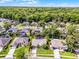 Aerial view of a home with a pool, surrounded by lush greenery and mature trees at 1124 Shadowbrook Trl, Winter Springs, FL 32708