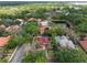 Aerial view of a neighborhood highlighting mature trees, ponds, and tiled roofs at 1803 Glenbay Ct, Windermere, FL 34786