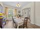 Formal dining room featuring wood floors, large window, and stylish chandelier at 235 Largovista Dr, Oakland, FL 34787