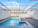 Sparkling pool surrounded by a screened enclosure and lounge chairs at 2432 Tangier Dr, Kissimmee, FL 34747