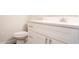 Elegant bathroom featuring a modern vanity with quartz countertop and stainless steel hardware at 6021 Village Cir # 6021, Orlando, FL 32822