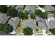 Aerial view showcasing the property lines, backyard, and neighboring homes in a residential community at 7167 Winding Lake Cir, Oviedo, FL 32765