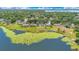 Aerial view of waterfront homes surrounded by lush trees and a lake at 9143 San Ambrosio, Orlando, FL 32836