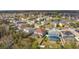 Aerial view of the neighborhood, highlighting a home with a screened-in pool, nestled within a Gathering-friendly community at 1176 Liberty Hall Dr, Kissimmee, FL 34746