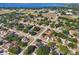 Serene aerial view of a neighborhood near the lake with mature trees at 149 Southern Breeze Dr, Minneola, FL 34715