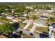 This aerial view shows homes in a serene neighborhood with tree lined streets and well maintained lawns at 1632 Lansfield Ave, Deltona, FL 32738