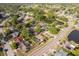 Aerial view of a neighborhood with a home with a screened pool and a lake at 201 Twelve League Cir, Casselberry, FL 32707