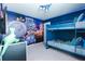 Playful bedroom with bunk beds features colorful 