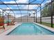 Private pool area with screen enclosure and stone pavers for a secure and enjoyable outdoor experience at 3505 Rhapsody St, St Cloud, FL 34772