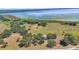 A captivating aerial view of a home surrounded by mature trees, set against a backdrop of a tranquil lake at 3650 Lake Tohopekaliga Rd, St Cloud, FL 34772