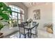 Bright dining room with large window, modern chandelier, and stylish table set at 730 Bloomingdale Dr, Davenport, FL 33897