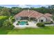 Aerial view of a stunning home featuring a private pool, lush landscaping, and a spacious outdoor area at 13025 Water Point Blvd, Windermere, FL 34786