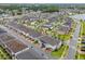 Bird's-eye view of a light blue two-story townhome with a well-manicured lawn and neat neighborhood at 2214 Centerra Loop, Kissimmee, FL 34741