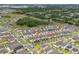 Aerial view of a community of townhomes surrounded by lush greenery and convenient access to nearby amenities at 2214 Centerra Loop, Kissimmee, FL 34741