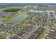Beautiful aerial view of the home and community featuring two large ponds and community pool and other amenities at 2214 Centerra Loop, Kissimmee, FL 34741