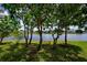 Lakefront backyard featuring a bench under trees, overlooking the beautiful lake at 4060 Longworth Loop, Kissimmee, FL 34744