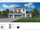 New two-story home featuring a three-car garage, landscaped yard, and modern architectural details at 52 Overleaf Ln, Orlando, FL 32839