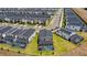 Aerial view showcasing a neighborhood with screened pools, green lawns, and well-maintained streets at 9084 Sommerset Hills Dr, Davenport, FL 33896