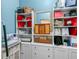 Well-organized closet with shelves displaying handbags and accessories, enhanced by soft blue walls at 1065 Cavan Dr, Apopka, FL 32703