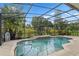 Beautiful screened-in pool with waterfall feature, surrounded by lush landscaping at 1065 Cavan Dr, Apopka, FL 32703