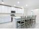 Beautiful kitchen features white cabinets, stainless appliances and a large island with seating at 1314 Victory Palm Dr, Edgewater, FL 32132