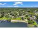 Aerial view of a neighborhood park with lake access, picnic areas, a playground, and a volleyball court at 204 Green Lake Cir, Longwood, FL 32779