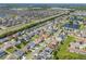 Panoramic aerial image of a home set in a vast neighborhood, featuring lakes, lush greenery, and nearby commercial areas at 2340 Hinsdale Dr, Kissimmee, FL 34741