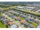 Aerial view highlighting a home's positioning in a residential area, with tidy landscaping and proximity to local amenities at 2340 Hinsdale Dr, Kissimmee, FL 34741