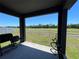 Inviting covered patio area with a grill and a scenic view of the expansive green space at 2865 Running Brook Cir, Kissimmee, FL 34744