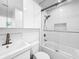 An elegant bathroom features designer tile, a glass-enclosed shower, and modern fixtures for a luxurious feel at 407 Sheryl Dr, Deltona, FL 32738