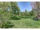 Lush backyard with green grass, mature trees, and outdoor seating area at 821 N Lake Claire Cir, Oviedo, FL 32765