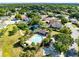 Aerial view of community pool and playground surrounded by neighborhood homes and lush greenery at 1174 Snug Harbor Dr, Casselberry, FL 32707