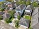 Aerial view showing colorful homes with neat lawns and tree-lined streets at 13890 Sato Ave, Orlando, FL 32827