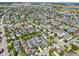 Aerial view of a planned community showcasing varied architectural styles, lush greenery, and nearby commercial areas at 13890 Sato Ave, Orlando, FL 32827