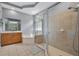 Spacious bathroom with tiled shower, soaking tub, and vanity with a view at 14315 Hampshire Bay Cir, Winter Garden, FL 34787