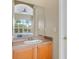 Bathroom vanity featuring a sink, wood cabinets and a large window view with natural light at 14315 Hampshire Bay Cir, Winter Garden, FL 34787