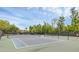 Outdoor tennis courts with green surfaces and black fencing, surrounded by lush greenery and trees at 1518 Shadowmoss Cir, Lake Mary, FL 32746