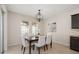 Dining room features dark wood table and globe chandelier light fixture at 1710 Alejo Dr, Apopka, FL 32712