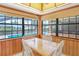 Enclosed patio with table and chairs adjacent to a pool viewed through the windows at 2102 E Atmore Cir, Deltona, FL 32725