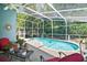 Screened in pool area, surrounded by tropical plants and a patio at 2515 Wekiva Walk Way, Apopka, FL 32703