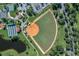Aerial view of a well-maintained baseball field within a community, showcasing recreational facilities at 307 Monterey St, Kissimmee, FL 34759